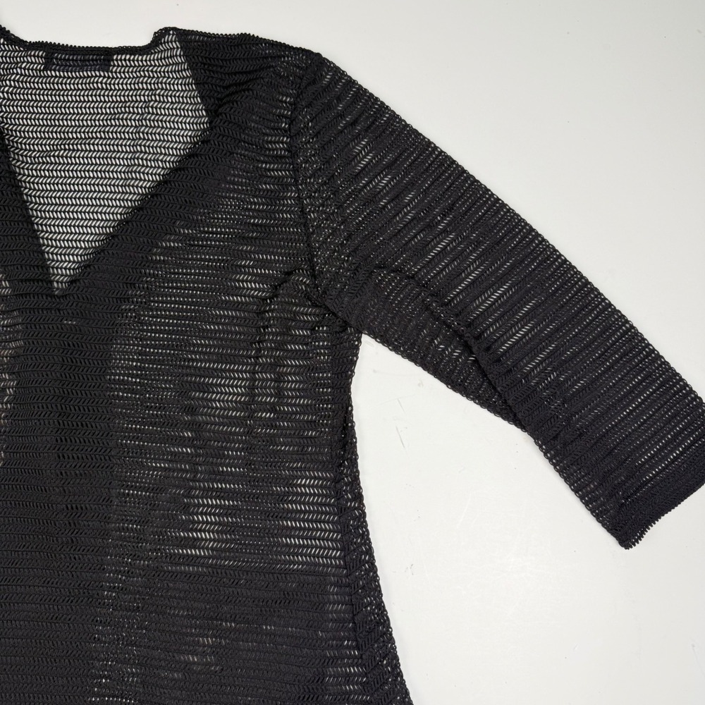 Women Leopard Print Sheer Lightweight Mesh Cardigan Black Pockets Large - Picture 10 of 14